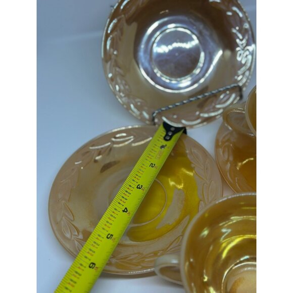 VTG Fire King Peach Lustre Coffee Tea Mugs & Saucers Set MCM Dinnerware Serve - Picture 7 of 7